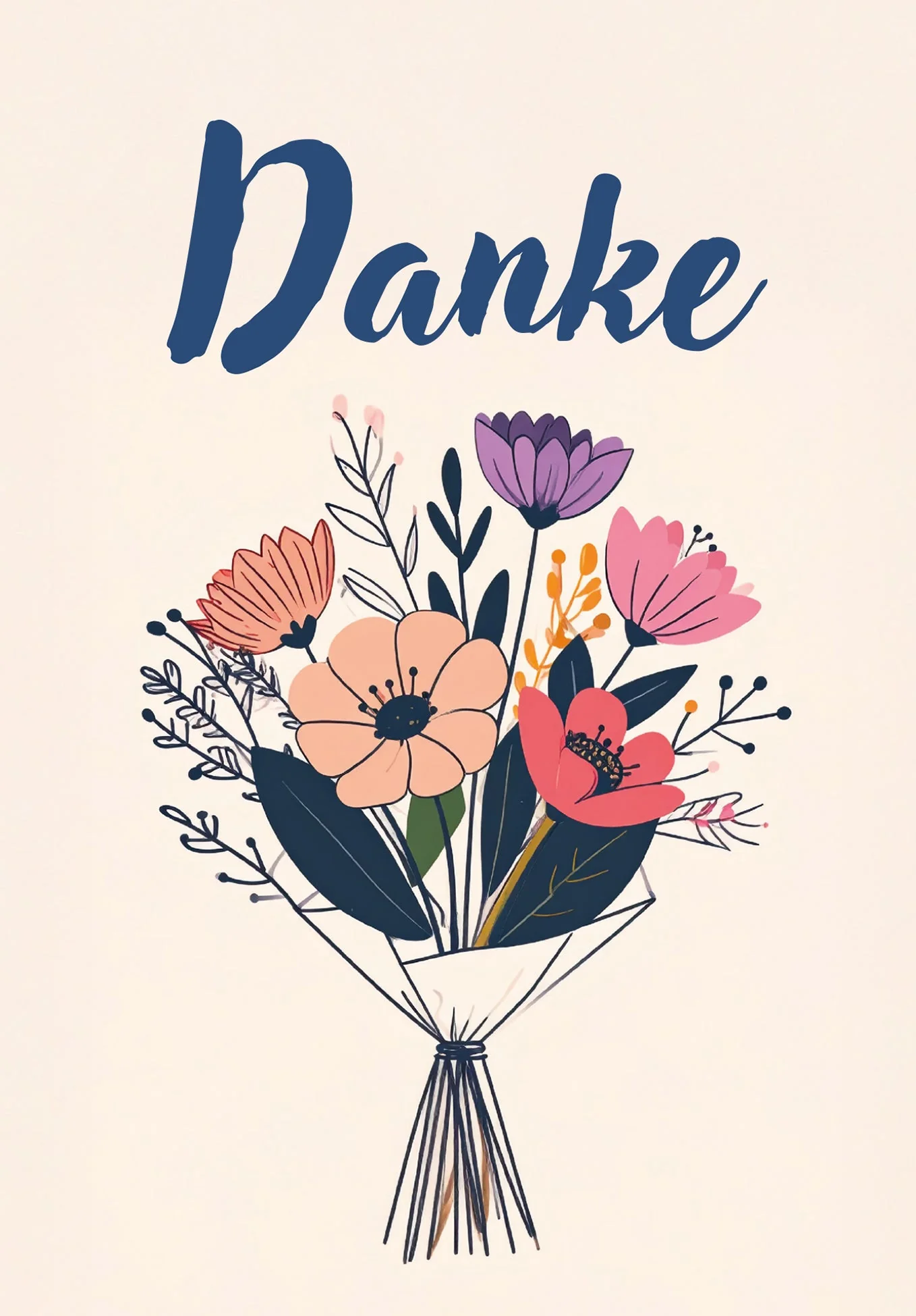 Danke - Blumenstrauß Beige PDF - Image 2