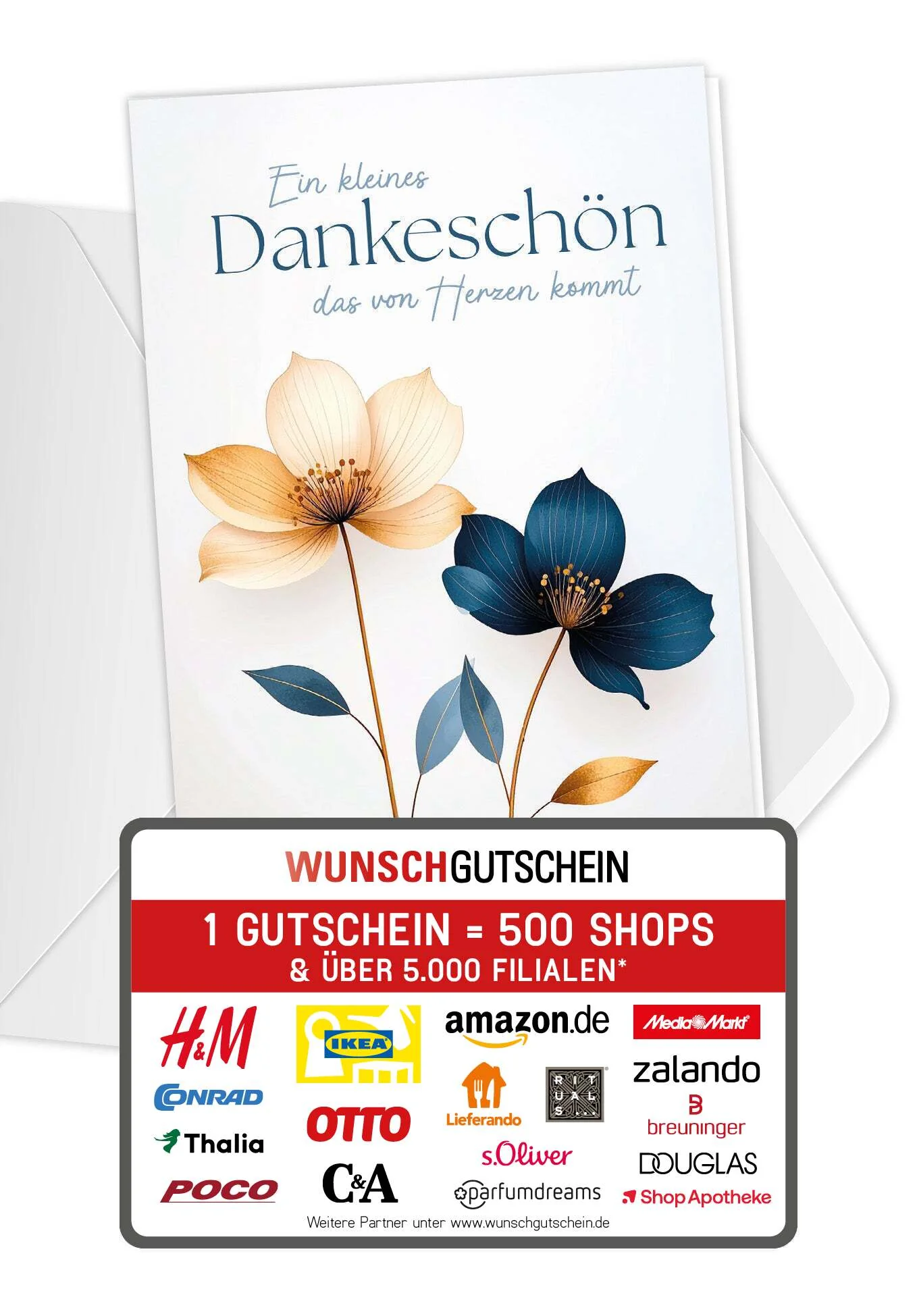 Dankeschön von Herzen - Blumen Blau Gold PDF