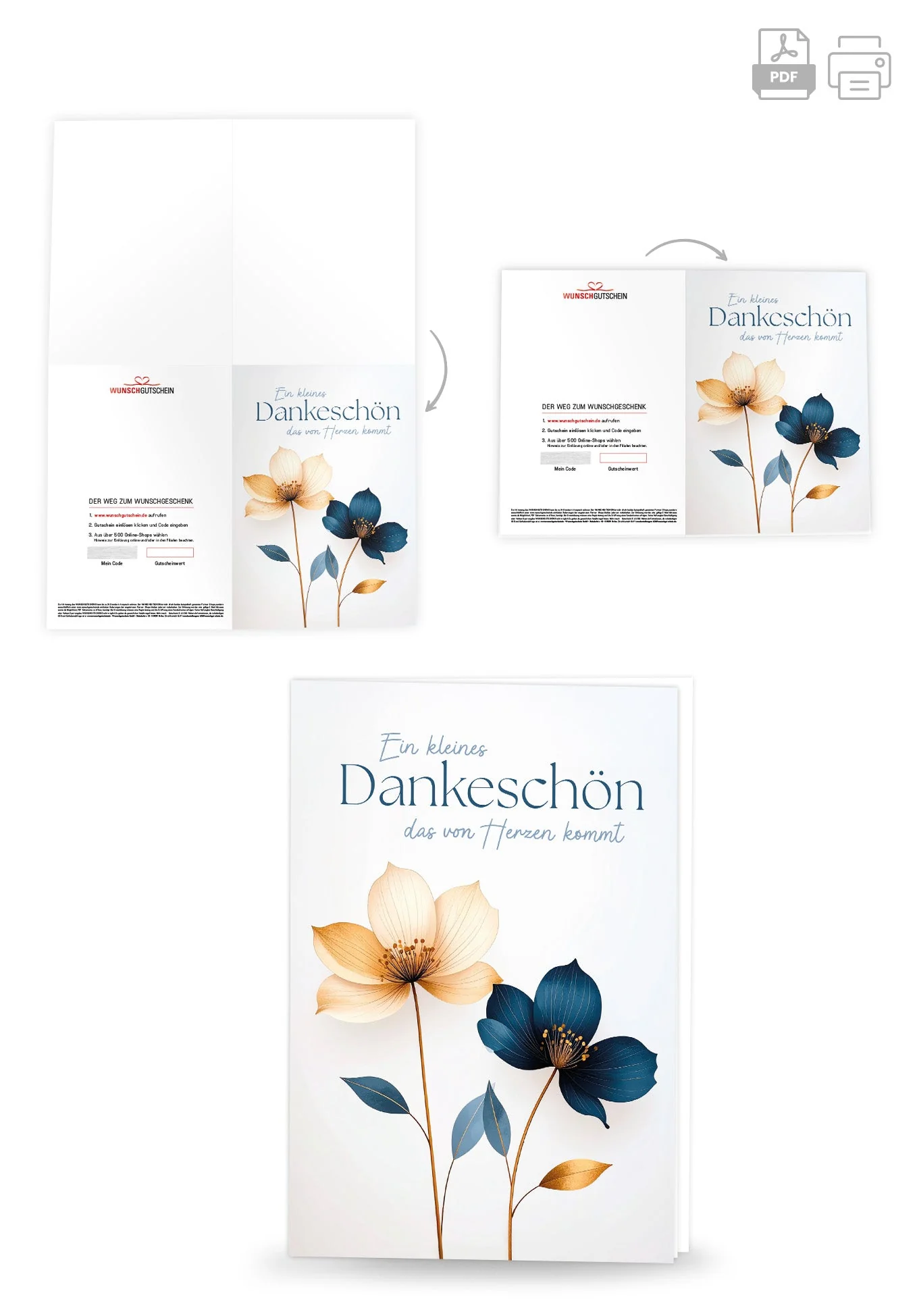 Dankeschön von Herzen - Blumen Blau Gold PDF - Image 4